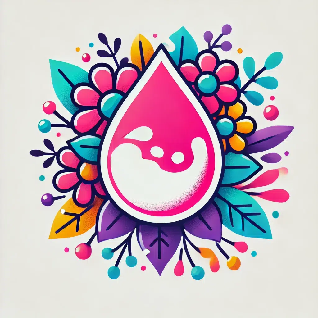 Goutte de lait entourée de fleurs